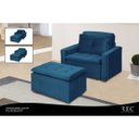 Ver imagem 5 de Poltrona do Papai Reclinável com Puff Filadélfia Veludo Azul Marinho - Meu Estofado Poltrona do Papa