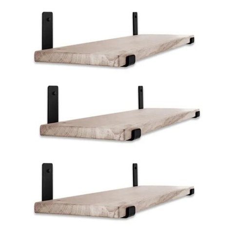 Estante Suspensa com Par de Mão Francesa 60x50x20cm Preta Multifuncional Technox Marrom