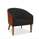 Ver imagem 5 de Poltrona Sala Decorativa Kit 2 Stella Pé Madeira Trapézio Castanho Sintético Pu Nozes/linho Preto D0