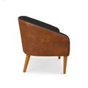 Ver imagem 6 de Poltrona Sala Decorativa Kit 2 Stella Pé Madeira Trapézio Castanho Sintético Pu Nozes/linho Preto D0