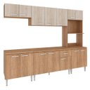 Ver imagem 1 de Cozinha Modulada com Balcão Tampo Max 262x195cm 7 Peças Armário Mdp Carvalho Blanche - Clicklar