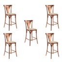 Ver imagem 1 de Kit 5 Banquetas Altas Viena em Aço Cobre para Cozinha e Bancada Gourmet com Assento Corano - Bege