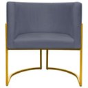 Ver imagem 2 de Poltrona Decorativa Recepção Luna Suede Cores Base de Ferro Dourada