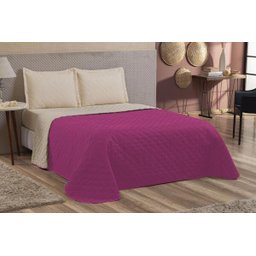 Kit Colcha Cobre Leito Queen Com Viés 3 Peças Pink/Bege - 1