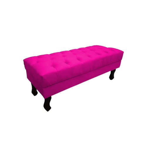 Recamier Luis Xv Capitonê Retrô 100cm Couro Rosa Pink Pés Madeira Mz Decor