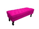 Ver imagem 1 de Recamier Luis Xv Capitonê Retrô 100cm Couro Rosa Pink Pés Madeira Mz Decor