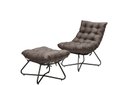 Ver imagem 2 de Poltrona Costela com Puff Eva Base Metal Preto - Linho Marrom