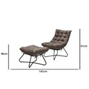 Ver imagem 3 de Poltrona Costela com Puff Eva Base Metal Preto - Linho Marrom
