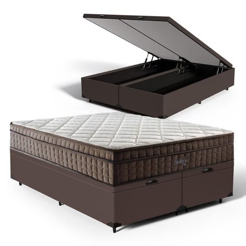 Cama Box Baú com Colchão de Espuma D70 Pillow In Ultra Dream Anjos Queen 158cm