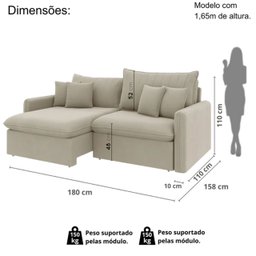 Sofá Cama Retrátil e Reclinável 180cm Madri Movenzo Estofados Corino - 3
