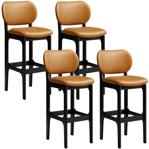 Kit 4 Banquetas Alta Bar Cozinha Sala Jantar Fixa Betta L02 Preto Couríssimo Whisky - Lyam Decor