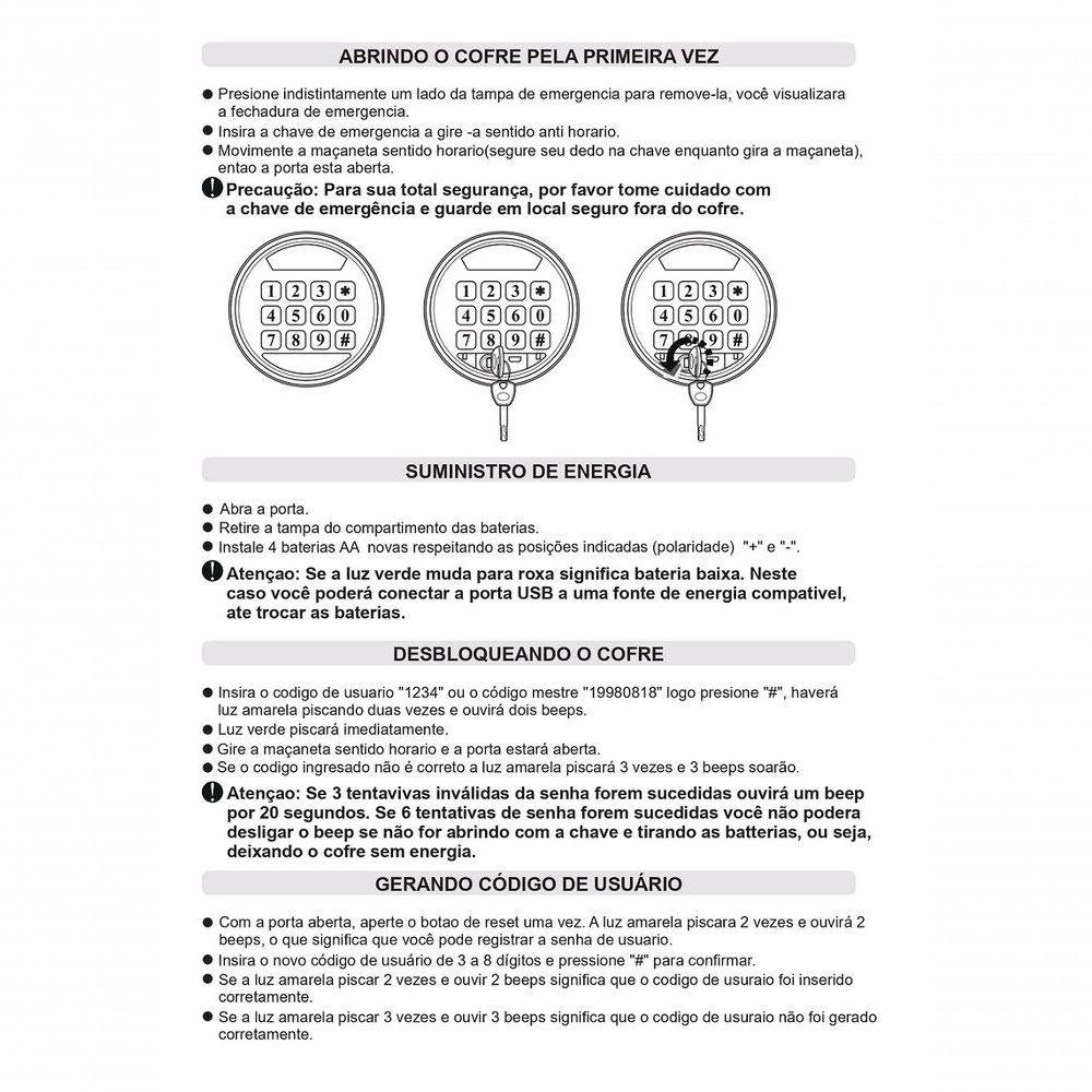 Cofre Inteligente com Luz Interna e Entrada Usb Mod E6805e - 2