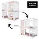 Ver imagem 6 de Beliche Casinha Reta com 02 Janelas e Cortina Madeira Maciça Branco/Rosa Housin