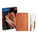 Ver imagem 1 de Kit para Churrasco 22999050 Faca e Pegador com Tábua Aço Inox e Madeira Natural Cozinha Marrom