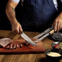 Ver imagem 5 de Kit para Churrasco 22999050 Faca e Pegador com Tábua Aço Inox e Madeira Natural Cozinha Marrom