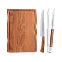 Ver imagem 2 de Kit para Churrasco 22999050 Faca e Pegador com Tábua Aço Inox e Madeira Natural Cozinha Marrom
