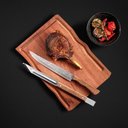 Ver imagem 3 de Kit para Churrasco 22999050 Faca e Pegador com Tábua Aço Inox e Madeira Natural Cozinha Marrom