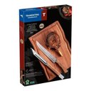 Ver imagem 6 de Kit para Churrasco 22999050 Faca e Pegador com Tábua Aço Inox e Madeira Natural Cozinha Marrom