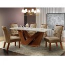 Ver imagem 1 de Conjunto Sala de Jantar Mesa Tampo MDF e 6 Cadeiras Apolo Chanfro Premium Ljmóveis