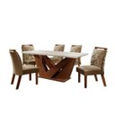 Ver imagem 2 de Conjunto Sala de Jantar Mesa Tampo MDF e 6 Cadeiras Apolo Chanfro Premium Ljmóveis