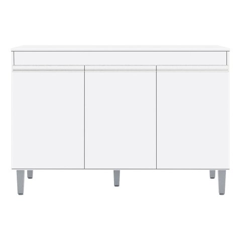 Armário Multiuso Manu 120cm 3 Portas com Tampo Branco