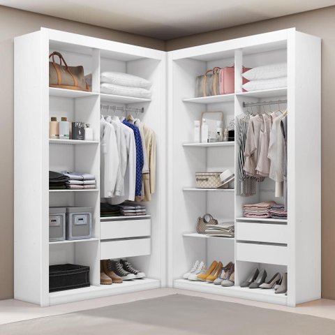 Closet Solteiro Premium 4 Gavetas Branco Amoudi Móveis