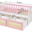 Ver imagem 3 de Cama Solteiro Infantil com Dois Gavetões Madeira Maciça Lumi Branco/Rosa