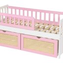 Ver imagem 2 de Cama Solteiro Infantil com Dois Gavetões Madeira Maciça Lumi Branco/Rosa