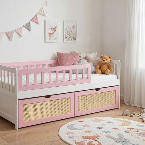 Cama Solteiro Infantil com Dois Gavetões Madeira Maciça Lumi