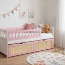 Ver imagem 1 de Cama Solteiro Infantil com Dois Gavetões Madeira Maciça Lumi Branco/Rosa