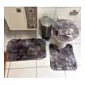 Jogo de Banheiro Peludo 3 Peças Antiderrapante Cinza Mesclado - 1