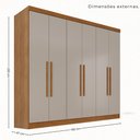 Ver imagem 3 de Guarda-Roupa Casal Modulado de Canto 11 Portas 4 Gavetas Multimóveis Crsal-Grp Cinamomo/Off White