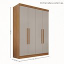 Ver imagem 4 de Guarda-Roupa Casal Modulado de Canto 11 Portas 4 Gavetas Multimóveis Cinamomo/Off White