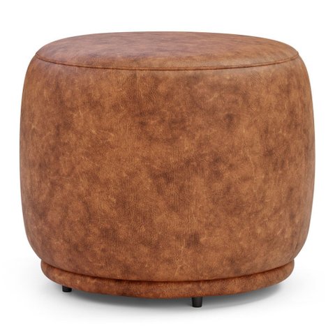 Puff Decorativo Orgânico Living Molly Redondo Couríssimo Caramelo - Desk Design