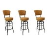 Kit 3 Banquetas Alta Bar Giratória com Encosto cor Preta Assento cor caramelo Confortável Poltronas  - 1