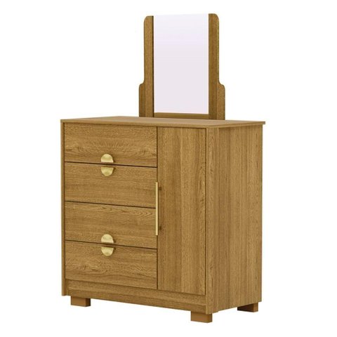 Comoda com Espelho 4 Gavetas 1 Porta 93 Cm Bel Vlr Nature
