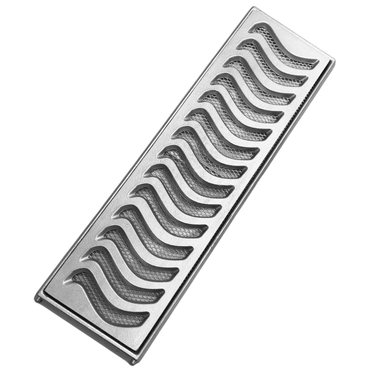 Grelha Ralo Linear Passar Veículo Garagem 15x50 Alumínio Z com Tela e Suporte Reforço - 1