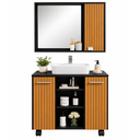 Ver imagem 3 de Kit Banheiro Gabinete Premium Pia de Coluna Espelheira Cannes - Preto/Ripado