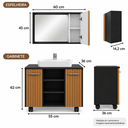 Ver imagem 4 de Kit Banheiro Gabinete Premium Pia de Coluna Espelheira Cannes - Preto/Ripado