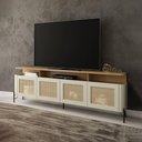 Ver imagem 1 de Rack para Tv 180cm C/ Porta Sextavada 100% Mdf Pés em Metal Cor:louro e Luna com Preto