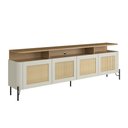 Ver imagem 2 de Rack para Tv 180cm C/ Porta Sextavada 100% Mdf Pés em Metal Cor:louro e Luna com Preto