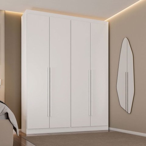 Guarda-Roupa Casal Andorra 4 Portas 4 Gavetas Branco - Pnr Móveis