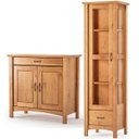 Ver imagem 1 de Buffet Aparador 2 Portas 93 Cm e Cristaleira 1 Porta Madeira Maciça Bella Carvalho Fosco