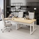 Ver imagem 1 de Plataforma de Trabalho 4 Lugares Mac Bra 2,40m Pés Metal F5 Cor:macadamia com Branco