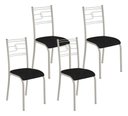 Ver imagem 1 de Kit 4 Cadeiras Paraty Corino Tempest Preto Tubo Champanhe