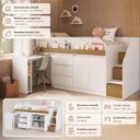Ver imagem 6 de Cama Juvenil com Estação de Trabalho e Balcão Branco/Carvalho - Completa Móveis