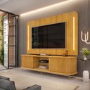 Ver imagem 6 de Painel com Bancada Sala de Estar 218cm Saitama para Tv até 75 com Portas Ripadas e Led Cedro G18 - G