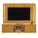 Ver imagem 2 de Painel com Bancada Sala de Estar 218cm Saitama para Tv até 75 com Portas Ripadas e Led Cedro G18 - G