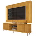 Ver imagem 7 de Painel com Bancada Sala de Estar 218cm Saitama para Tv até 75 com Portas Ripadas e Led Cedro G18 - G