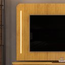 Ver imagem 5 de Painel com Bancada Sala de Estar 218cm Saitama para Tv até 75 com Portas Ripadas e Led Cedro G18 - G